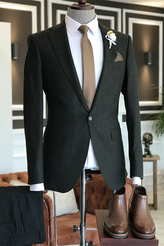 Modern Black Notched Lapel Prom Suit For Men