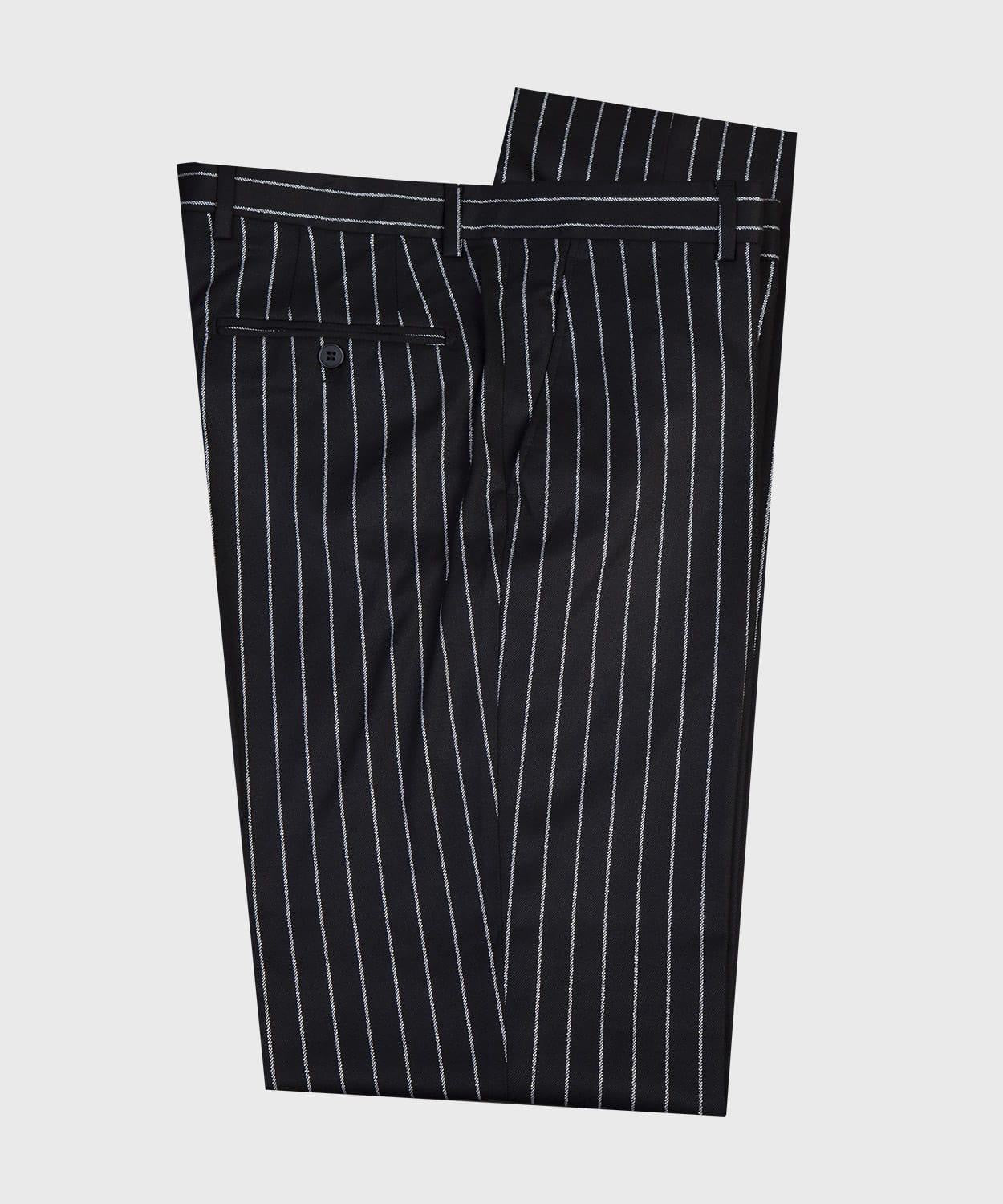 Modern Black Striped Double Breasted Peak Lapel Business Suits for Men