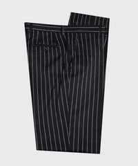 Modern Black Striped Double Breasted Peak Lapel Business Suits for Men