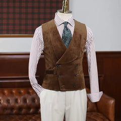 Modern Brown Notched Lapel Three-Piece Velvet Prom Suit