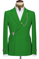 Modern Green Notched Lapel Men's Prom Suit