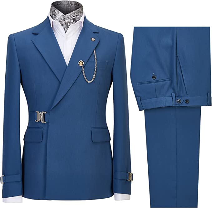 Modern Navy Blue Notched Lapel Men's Prom Suit