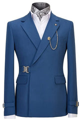Modern Navy Blue Notched Lapel Men's Prom Suit