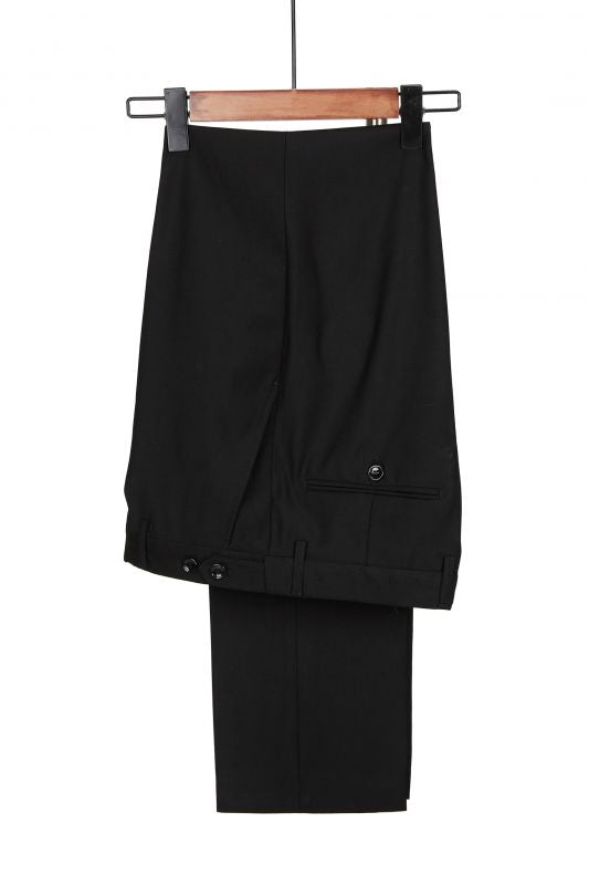 Modern Purple and Black Double-Breasted Peaked Lapel Prom Suit for Men