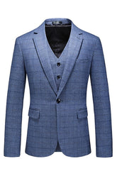 Modern Sky Blue Notch Lapel Three-Piece Men's Business Suit
