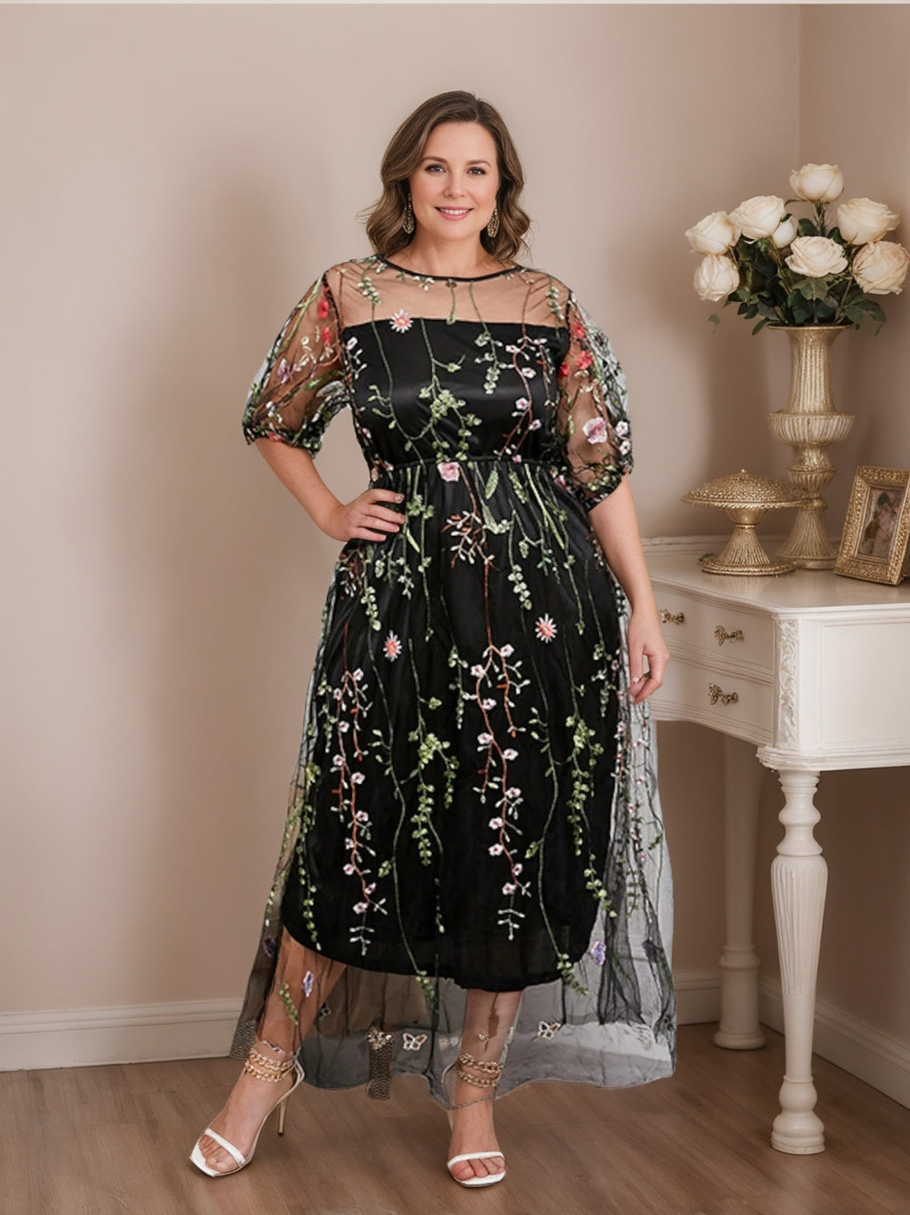 Mother of the Bride A-Line Princess Dresses with Tulle Embroidery