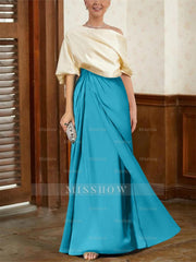 Mother of the Bride Cowl Neck A-Line Dresses with Half Sleeves