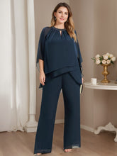 Mother of the Bride Jewel Neck Pantsuits in Chiffon