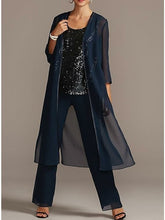 Mother of the Bride Scoop Neck Pantsuits in Chiffon