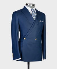 Navy Peak Lapel Double Breasted Two-Piece Men’s Suits
