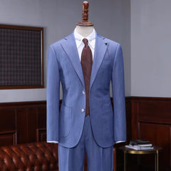 New Arrival Blue Notched Lapel Men's Prom Suit