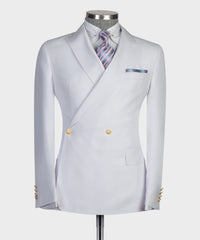 New Arrival White Double-Breasted Bespoke Slim Fit Prom Suit for Men