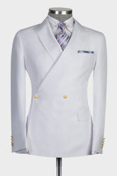 New Arrival White Double-Breasted Bespoke Slim Fit Prom Suit for Men