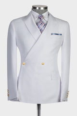 New Arrival White Double-Breasted Bespoke Slim Fit Prom Suit for Men
