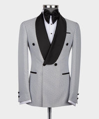 New Arrival White Slim Fit Double-Breasted Shawl Collar Men’s Suit