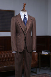 New Coffee Striped One Button Slim Fit Custom Suit
