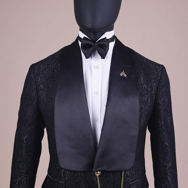 Joshua Navy Blue Bespoke Shawl Lapel Wedding Suit