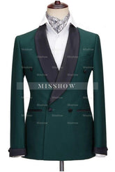 New Deep Green Wedding Suit with Black Shawl Lapel
