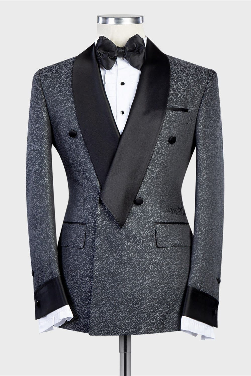 New Designer Dark Grey Breasted Shawl Lapel Men’s Suits