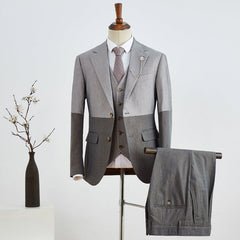 New Gray Three Pieces Notched Lapel Slim Fit Business Suit