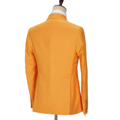 New Orange Double-Breasted Peaked Lapel Men’s Suit