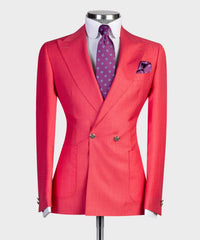 New Red Double Breasted Peak Lapel Fashionable Prom Men’s Suits