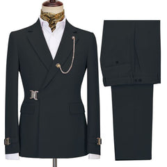 Newest Black Button Notched Lapel Men’s Business Suits