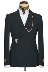 Newest Black Button Notched Lapel Men’s Business Suits
