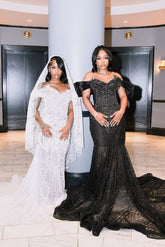 Newest Long Off-The-Shoulder Sleeveless Mermaid Prom Dress with Beaded Appliques and Sequins