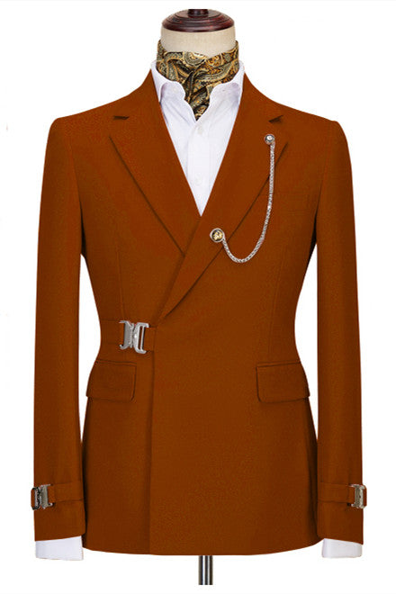 Newest Orange Two Pieces Notch Lapel Business Men’s Suits