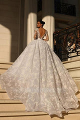 Noble sweetheart 3/4 length sleeves ball gown lace wedding dress rhinestones