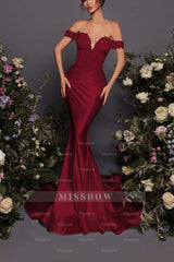 Off The Shoulder Sleeveless Long Mermaid Formal Dress With Pleated