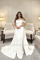 Off The Shoulder Sleeveless Long Mermaid Formal Dress With Pleated