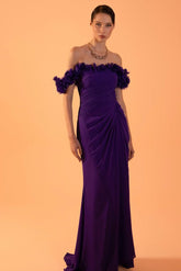 Off The Shoulder Sleeveless Long Mermaid Formal Dress With Pleated