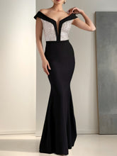 Off-the-Shoulder Floor-Length Sequined Sheath/Column Dresses for Mothers of the Bride & Groom