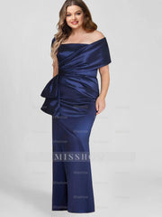 Off-the-Shoulder Floor-Length Sheath/Column Gown for the Mother of the Bride