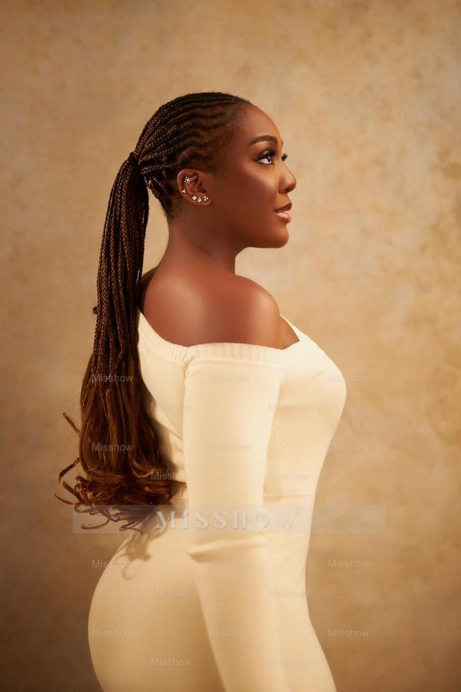 Off the Shoulder Long Sleeves Mermaid Long Formal Dress With Pleated