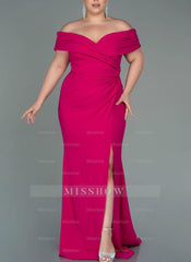 Off-the-Shoulder Mermaid/Trumpet Gown for the Mother of the Bride with Side Split