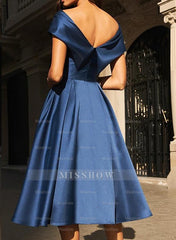 Off-the-Shoulder Satin Mother of the Bride Dresses in A-Line/Princess Style