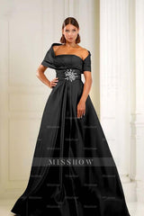 Off the Shoulder Sleeveless Long Formal Dress With Pleated Beading