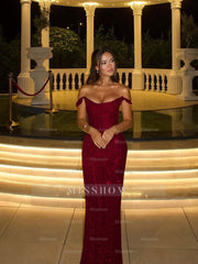 Off the Shoulder Sleeveless Long Mermaid Formal Dress With Beading