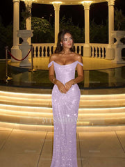 Off the Shoulder Sleeveless Long Mermaid Formal Dress With Beading