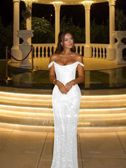 Off the Shoulder Sleeveless Long Mermaid Formal Dress With Beading