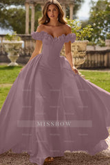 Off the Shoulder Sleeveless Long Mermaid Formal Dress With Pleated