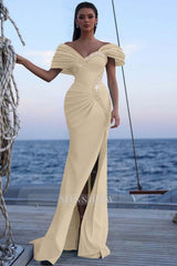 Off the Shoulder Sleeveless Long Mermaid Formal Dress With Sequins