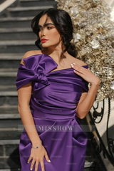 Off the Shoulder Sleeveless Long Split Formal Dress With Pleated
