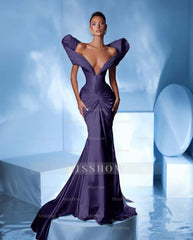 Off the Shoulder Sleeveless Mermaid Long Formal Dress With Pleated