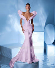 Off the Shoulder Sleeveless Mermaid Long Formal Dress With Pleated