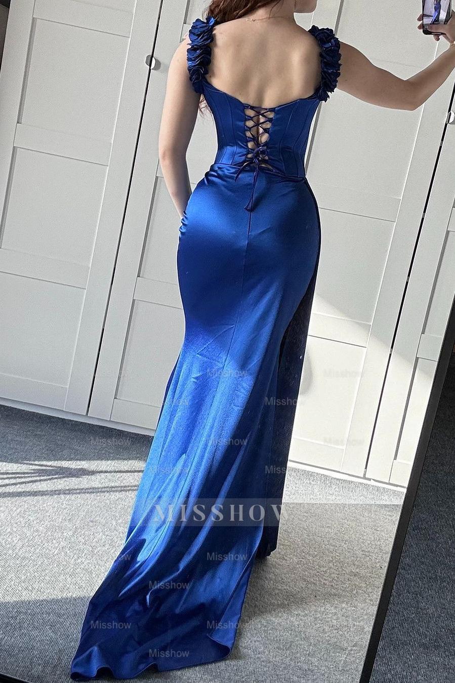Off the Shoulder Sleeveless Mermaid Long Formal Dress With Ruffles