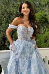 Off the Shoulder Strapless Sleeveless A Line Long Formal Dress With Beading